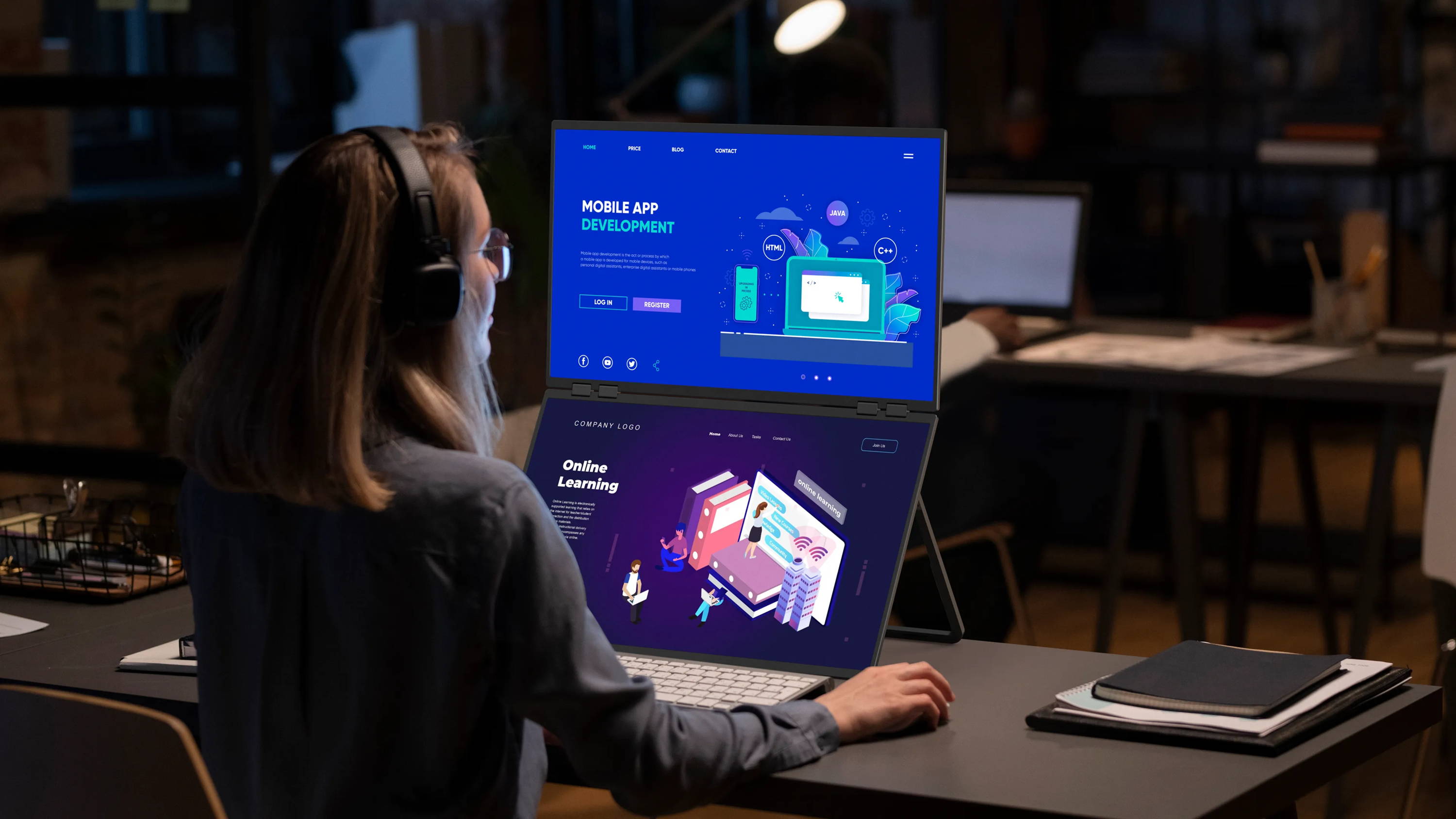 23 Inch Dual Screen 100Hz Stacked Computer Monitor with